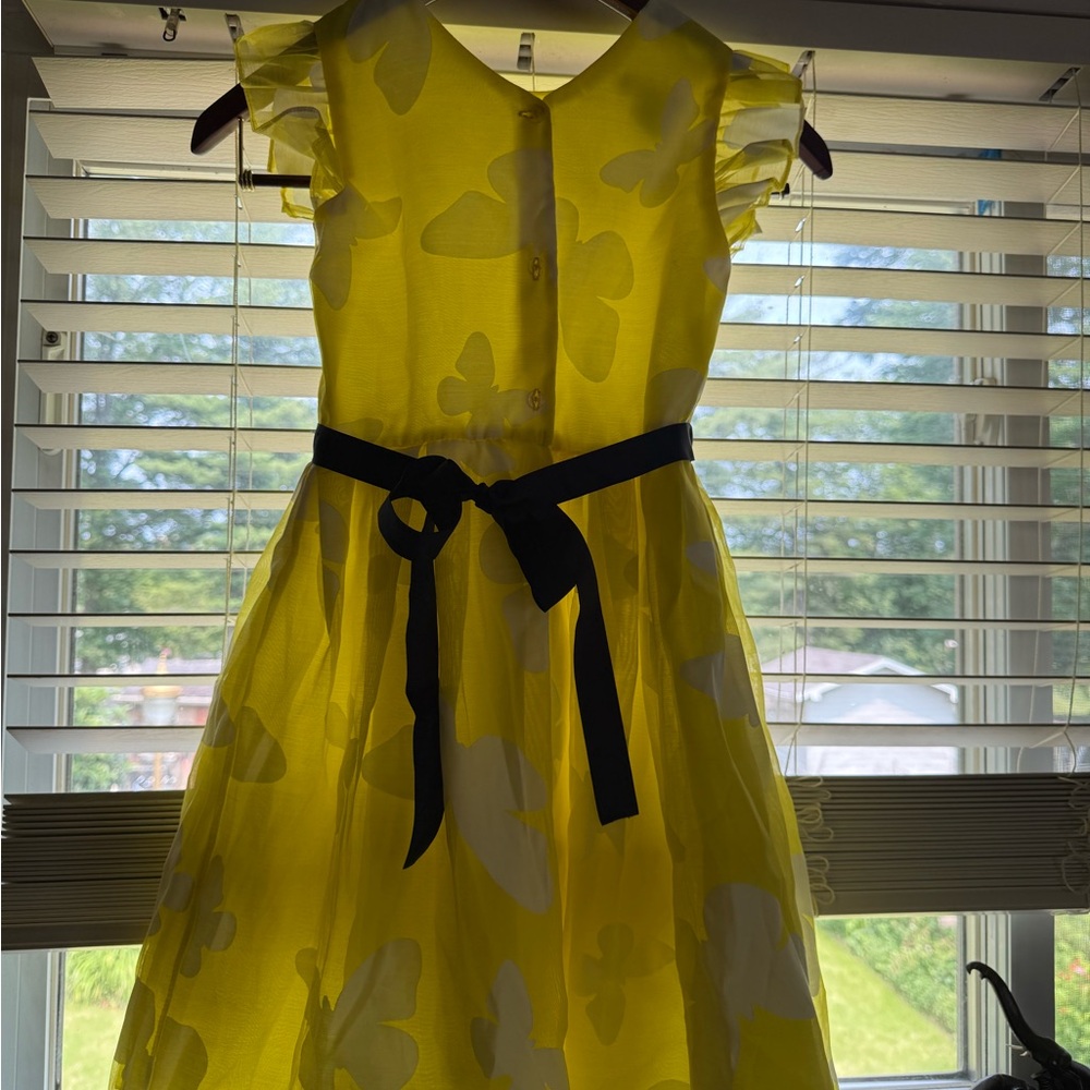 Joe-Ella Green and Yellow Flutter Sleeve Sundress